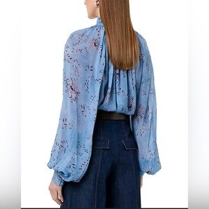 Nicholas Light Blue Top with Purple Floral Design